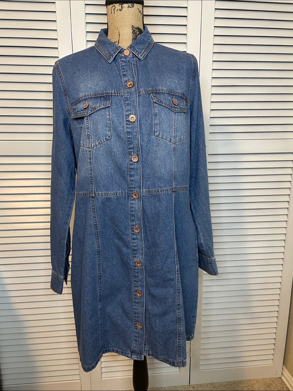 Frye Indigo Denim Long-Sleeve Shirt Dress
